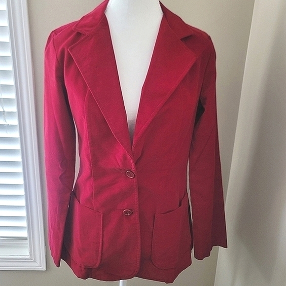 Vintage Red Velvet Blazer London Designed #1267 - Picture 3 of 15
